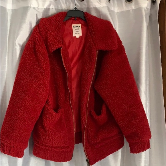 OVERSIZED Red teddy coat - Picture 6 of 6